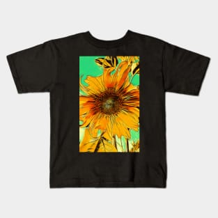 Sun Kissed Sunflower - Green Kids T-Shirt